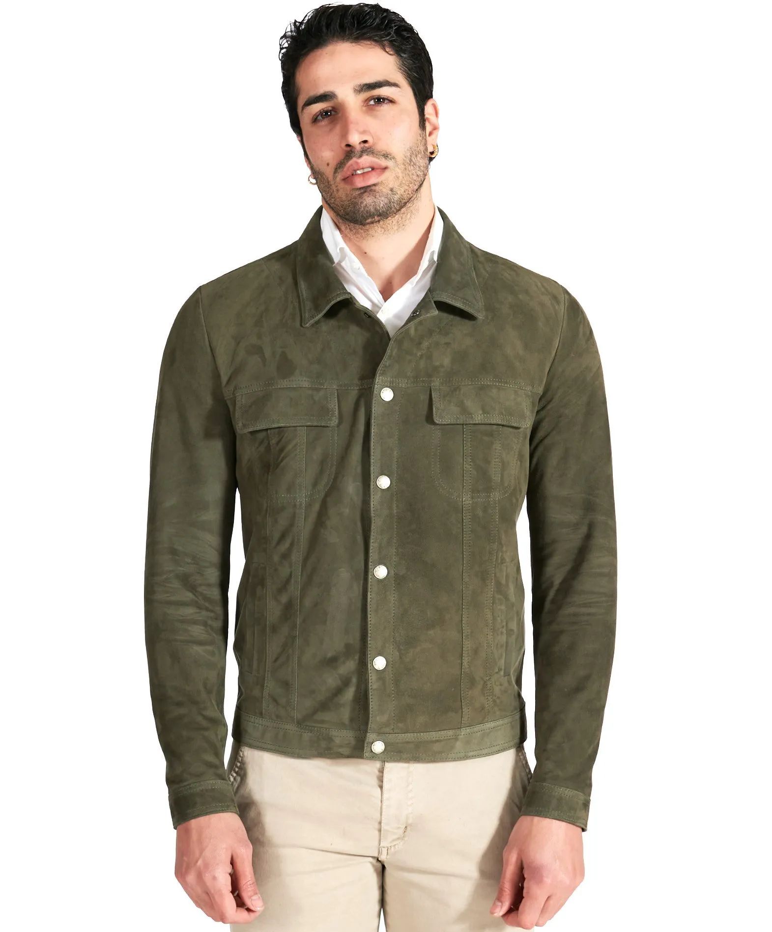 Khaki green sales suede jacket